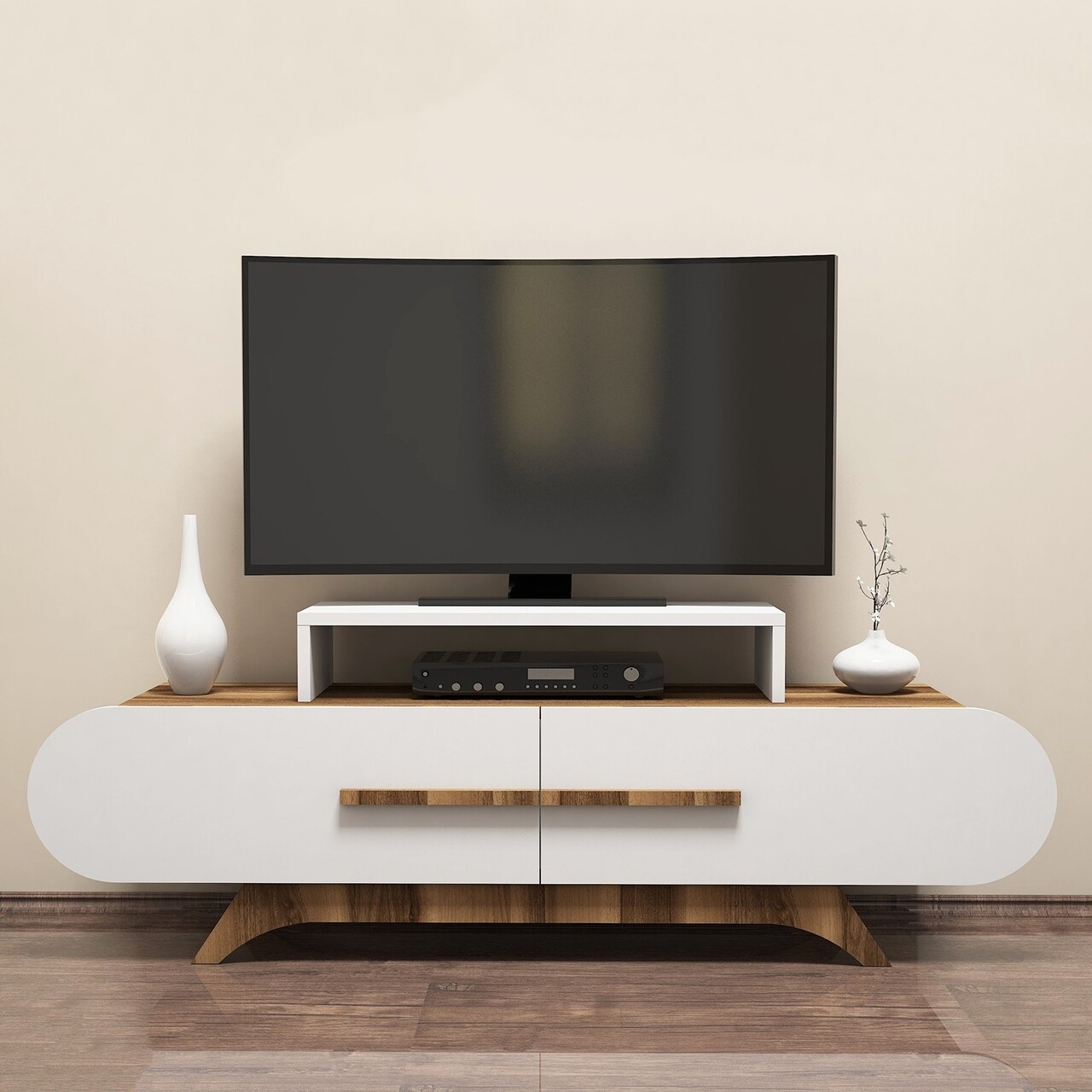 Comoda TV Rose, Hommy Craft, 145x36.8x49.8 cm, maro/alb - imagine 5